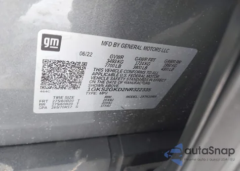 2022 GMC Yukon Xl 4Wd Slt z USA, uszkodzony, nr VIN 1GKS2GKD2NR322335